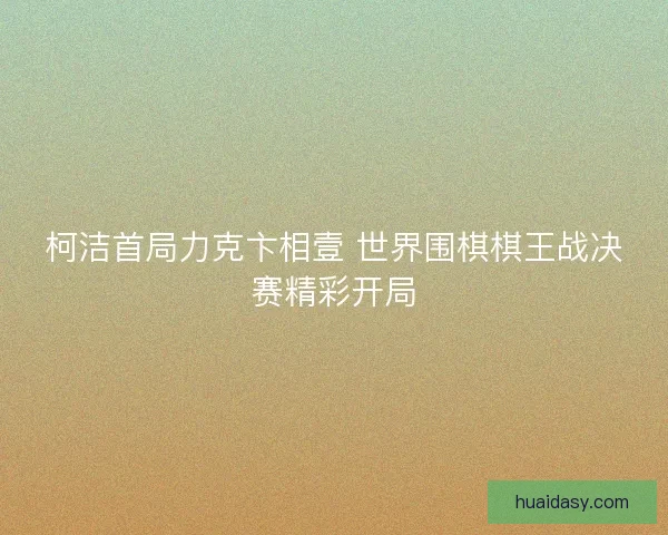 柯洁首局力克卞相壹 世界围棋棋王战决赛精彩开局